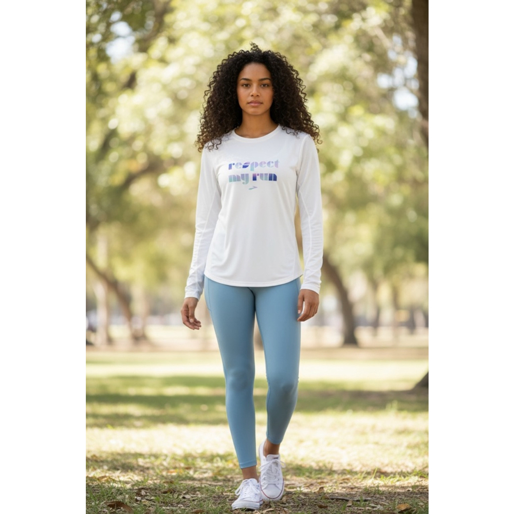 Brooks womens long sleeve white tshirt respect my run white cream xxl